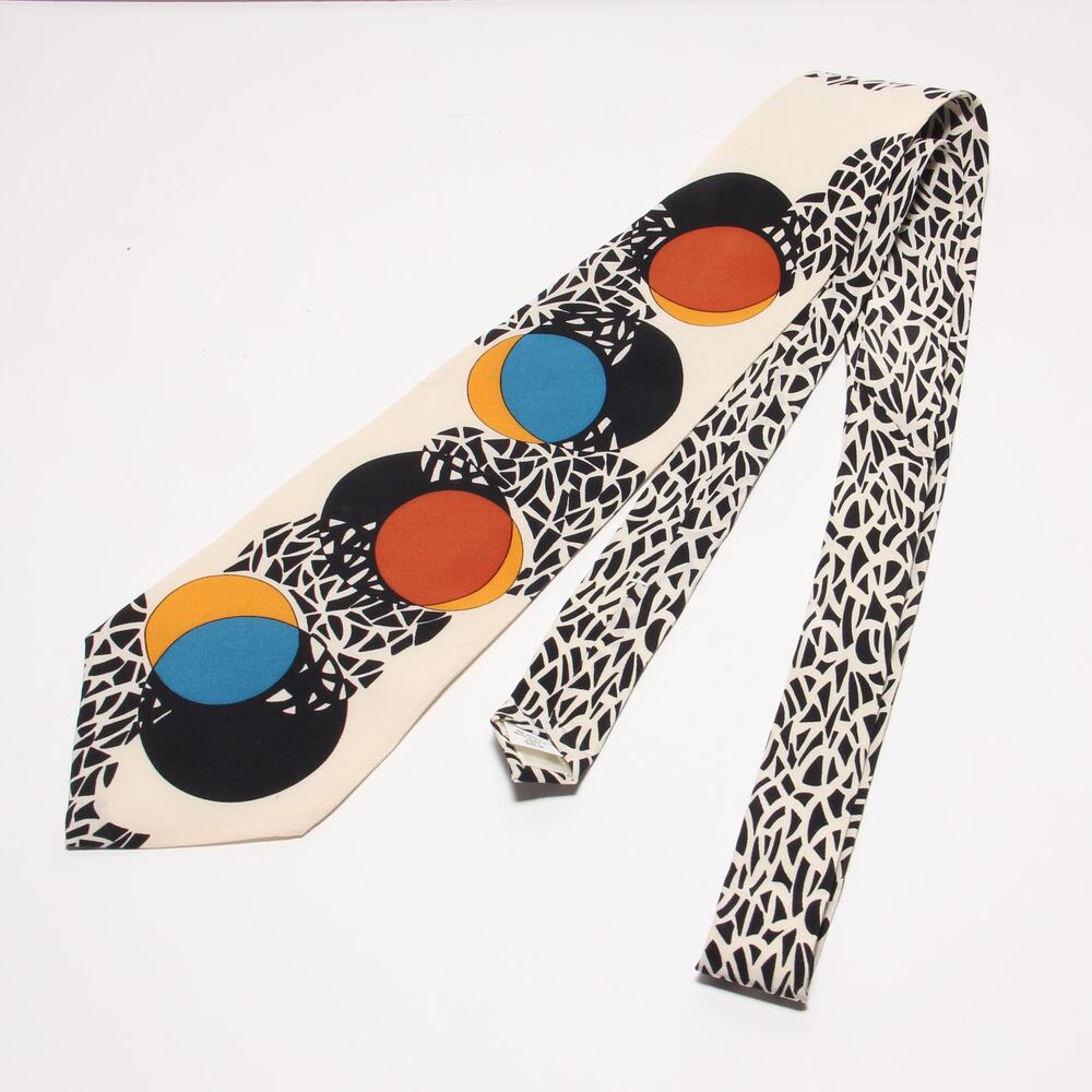 Vintage Rick Bennett Abstract Pattern Silk Tie 3 7/8" x 56.5"